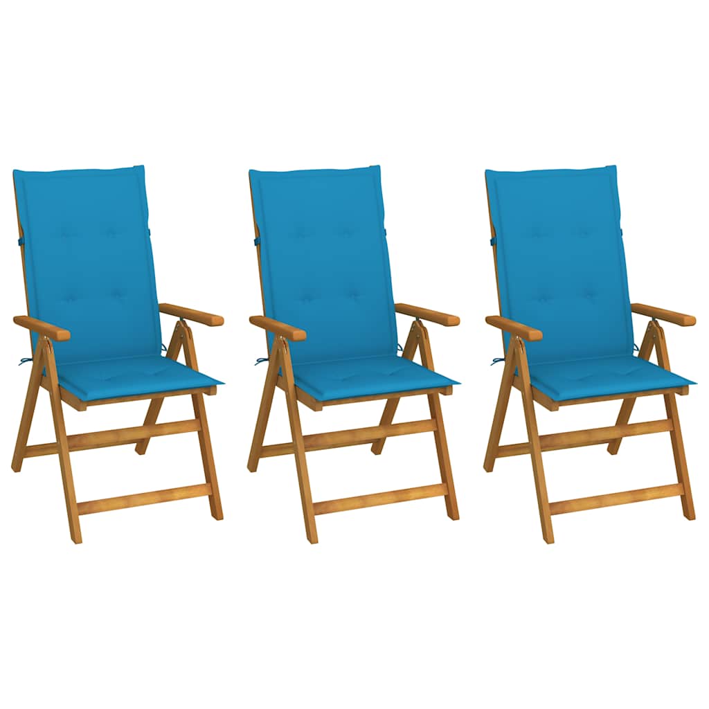 Vidaxl tuinstoelen 3 st inklapbaar met kussens massief acaciahout