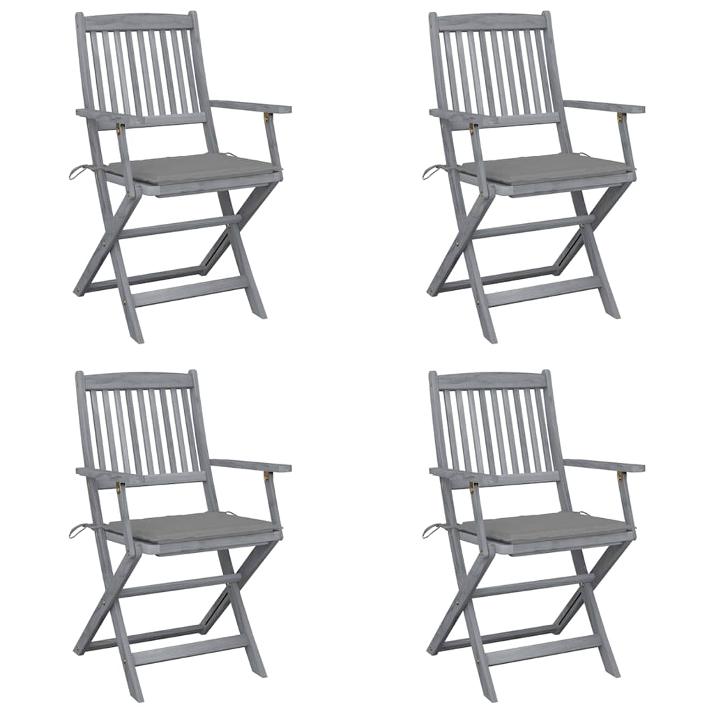 Vidaxl tuinstoelen 4 st inklapbaar met kussens massief acaciahout