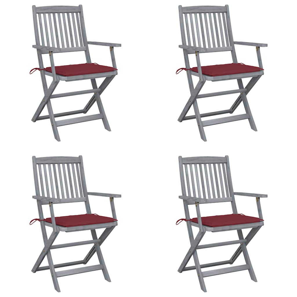 Vidaxl tuinstoelen 4 st inklapbaar met kussens massief acaciahout