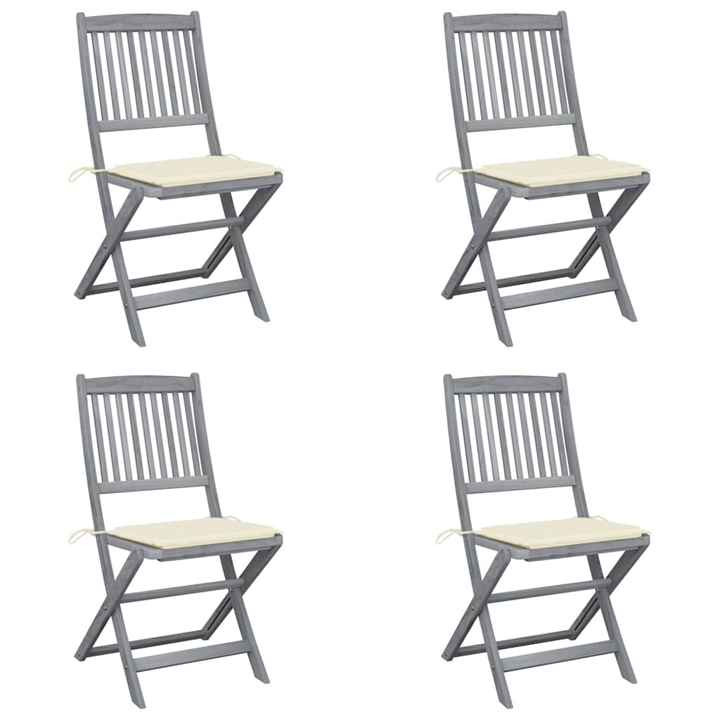 Vidaxl tuinstoelen 4 st inklapbaar met kussens massief acaciahout