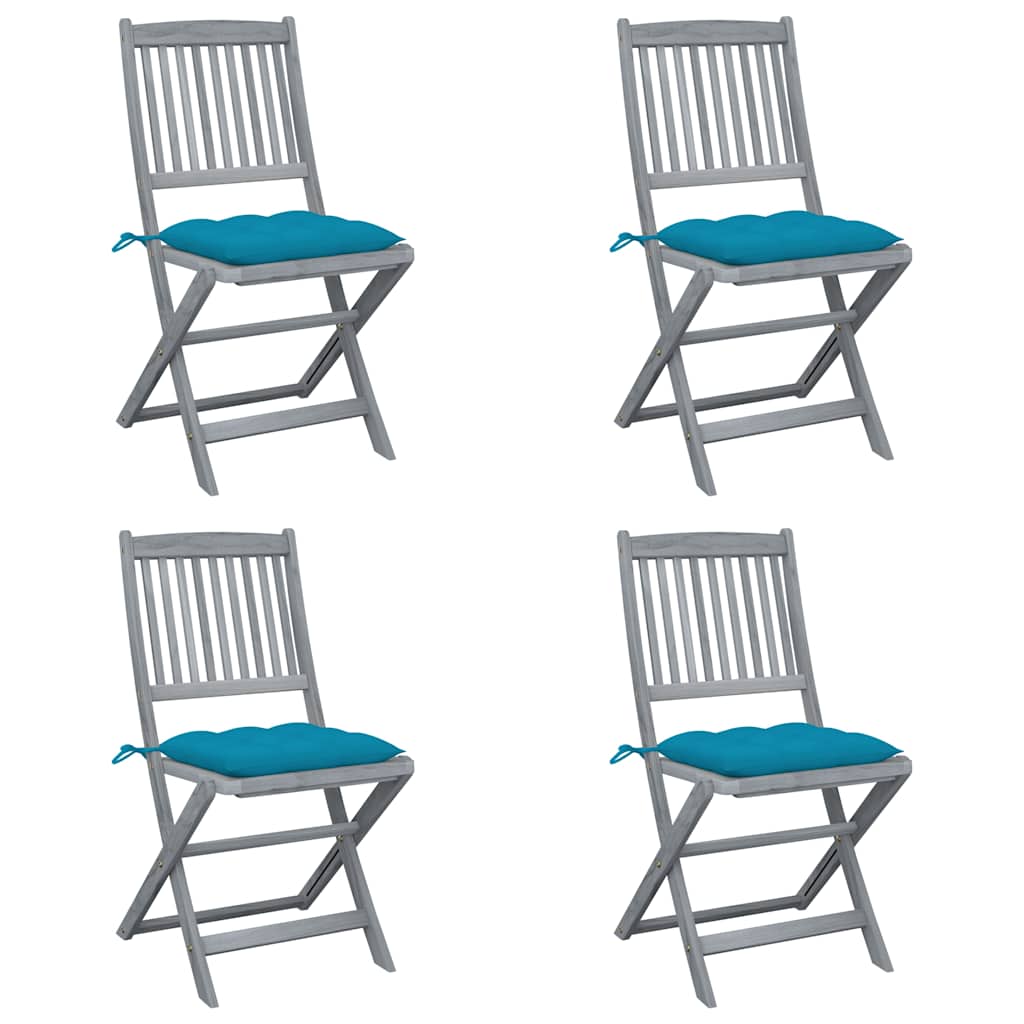 Vidaxl tuinstoelen 4 st inklapbaar met kussens massief acaciahout