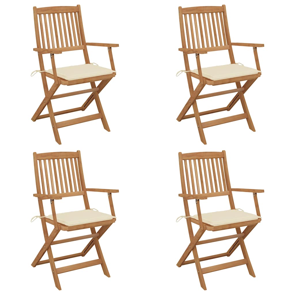Vidaxl tuinstoelen 4 st inklapbaar met kussens massief acaciahout