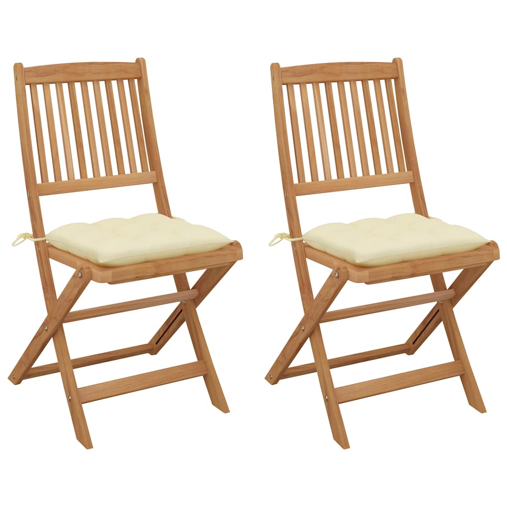 Vidaxl tuinstoelen 2 st inklapbaar met kussens massief acaciahout