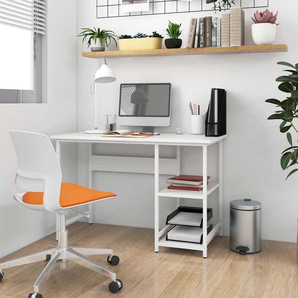 Vidaxl computerbureau 105x50x72 cm mdf en metaal wit