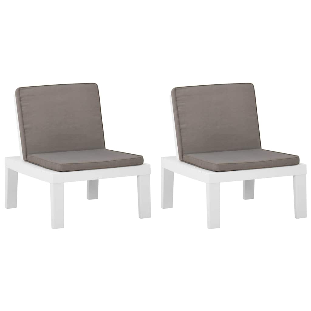 Vidaxl loungestoelen 2 st met kussens kunststof wit