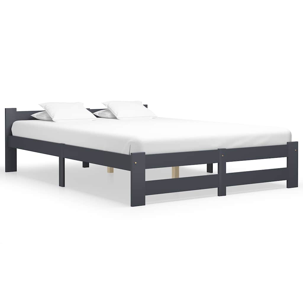 Vidaxl bedframe massief grenenhout donkergrijs 160x200 cm