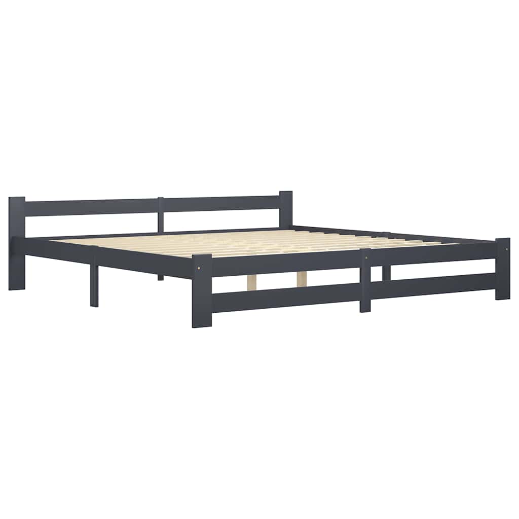 Vidaxl bedframe massief grenenhout donkergrijs 200x200 cm