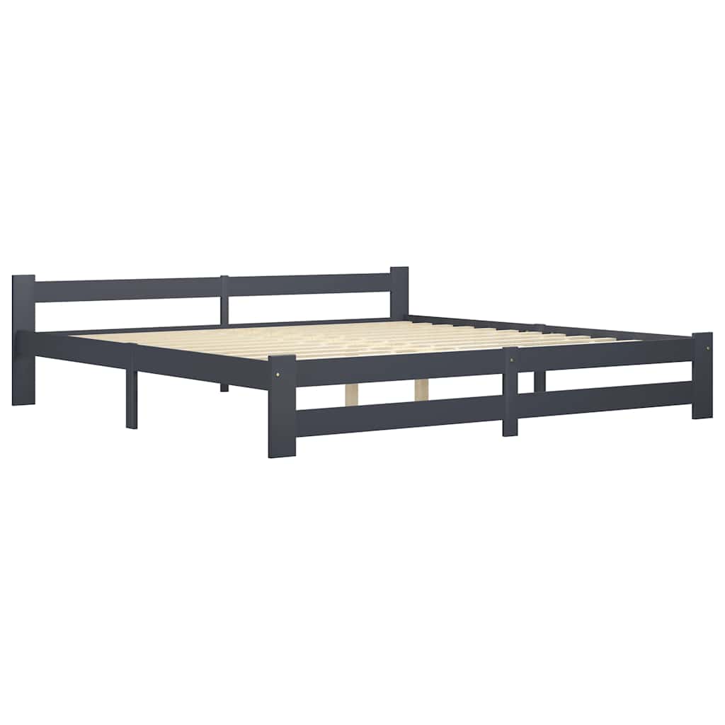 Vidaxl bedframe massief grenenhout donkergrijs 200x200 cm