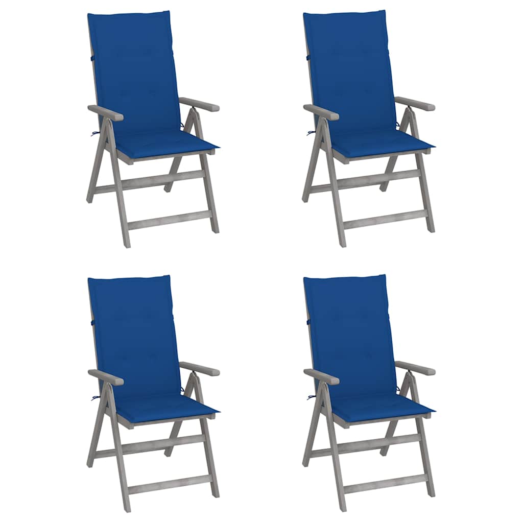 Vidaxl tuinstoelen 4 st verstelbaar met kussens massief acaciahout