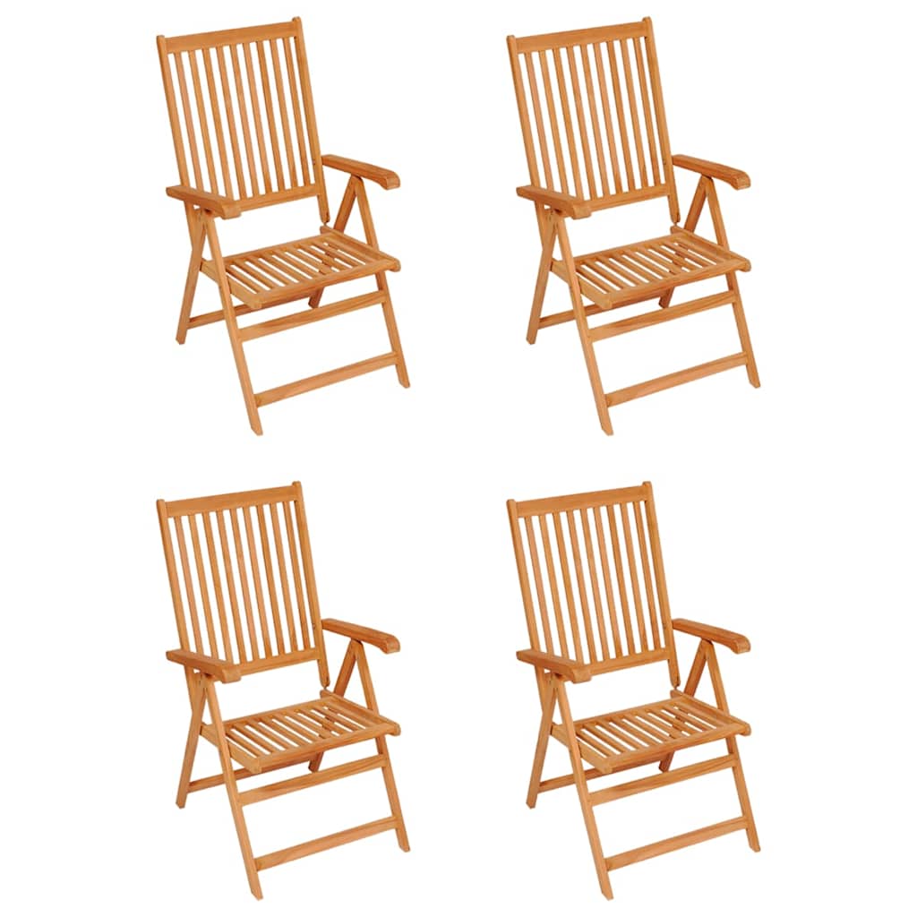 Vidaxl tuinstoelen 4 st met grijs geruite kussens massief teakhout
