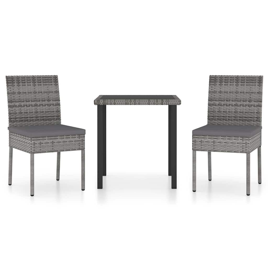 Vidaxl 3-delige tuinset poly rattan grijs