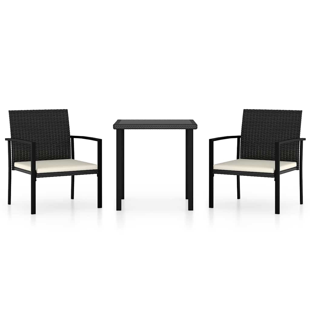 Vidaxl 3-delige tuinset poly rattan zwart