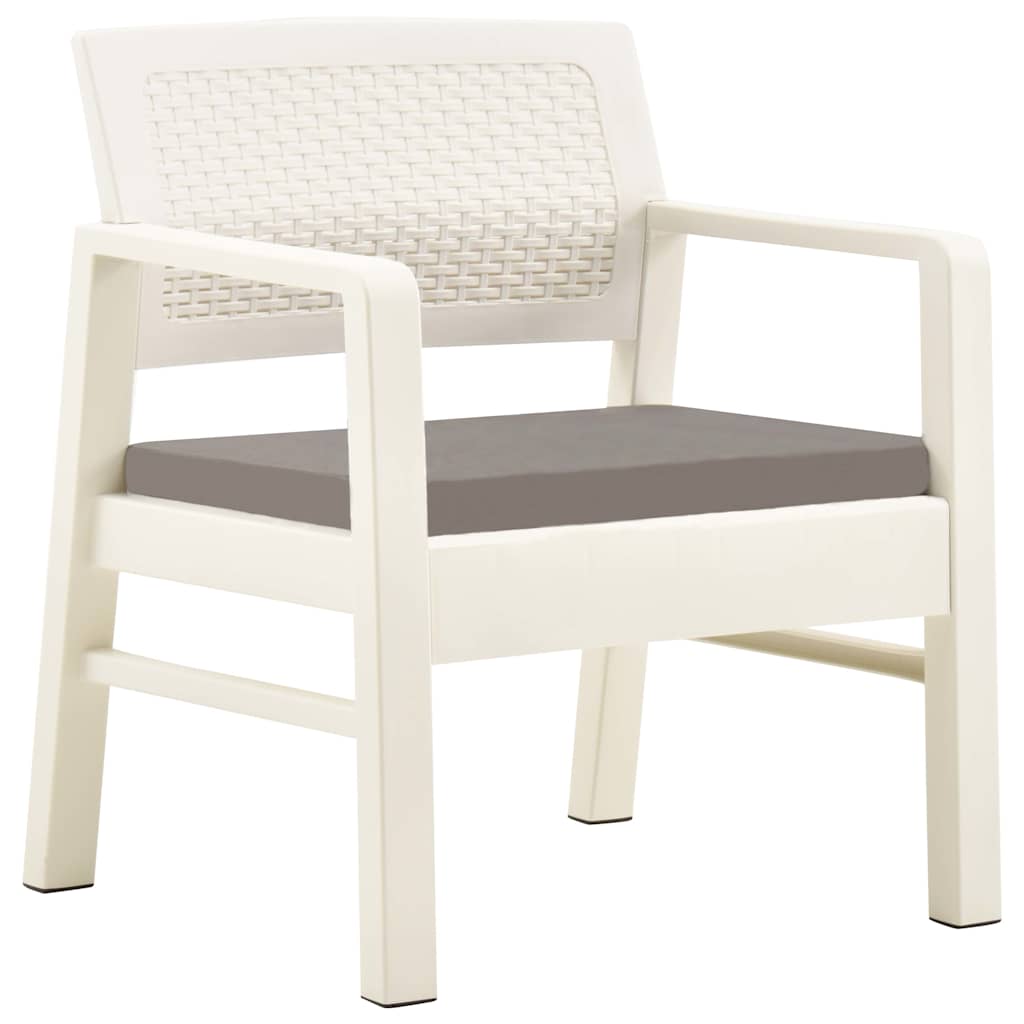 Vidaxl 3-delige loungeset met kussens kunststof wit