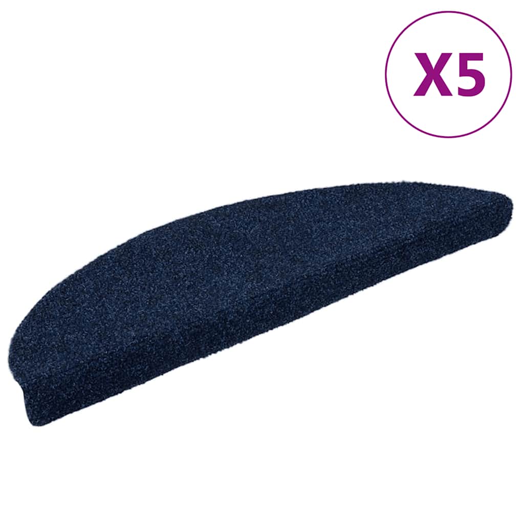 VidaXL Stufenmatten selbstklebend 5 Stück 56x17x3 cm Marineblau halbrund