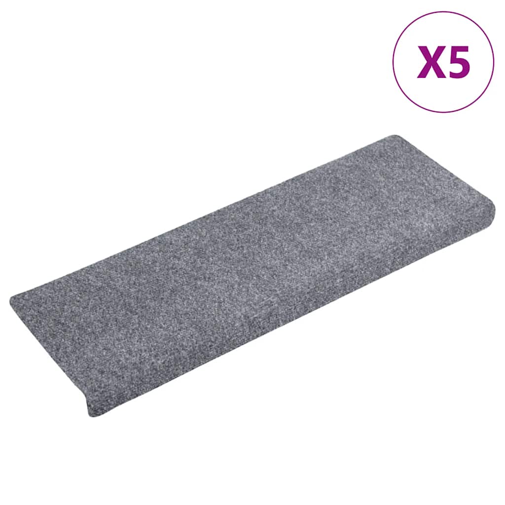 Vidaxl Treppenmatten Selbstadhäsiv 5 Teile 65x21x4 cm hellgraue rechteckige Kante