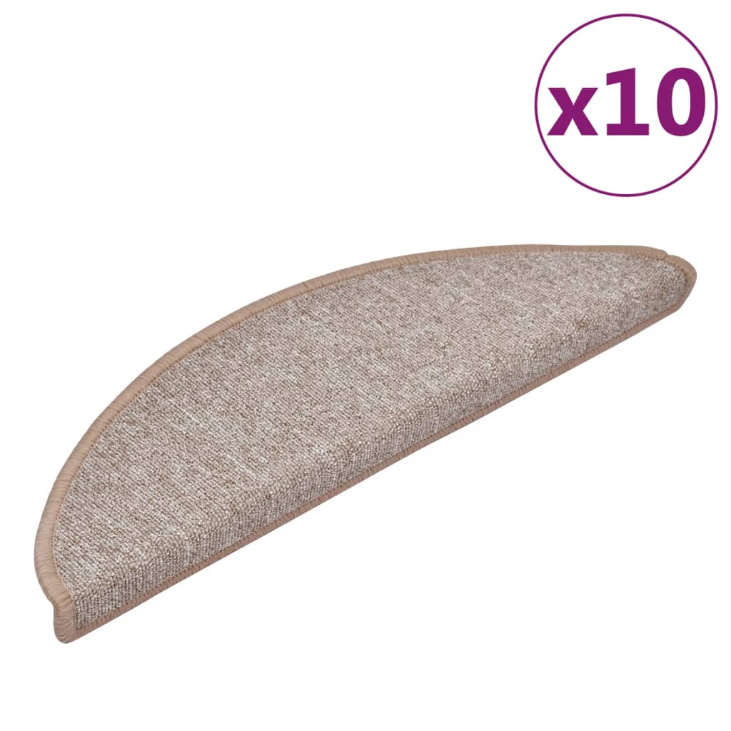 Vidaxl -Treppenmatten 10 ST 56x17x3 cm hellbraune Hemisphäre