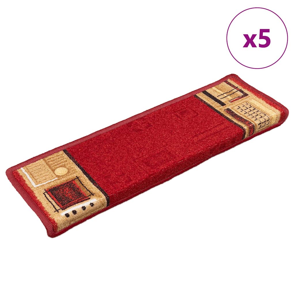 VidaXL Stufenmatten selbstklebend 5 Stück 65x21x4 cm rot