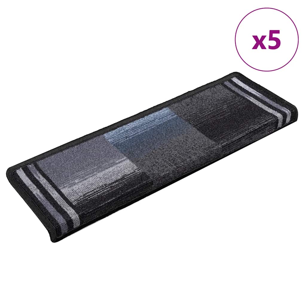 VidaXL Stufenmatten selbstklebend 5 Stück 65x21x4 cm Schwarz und Grau