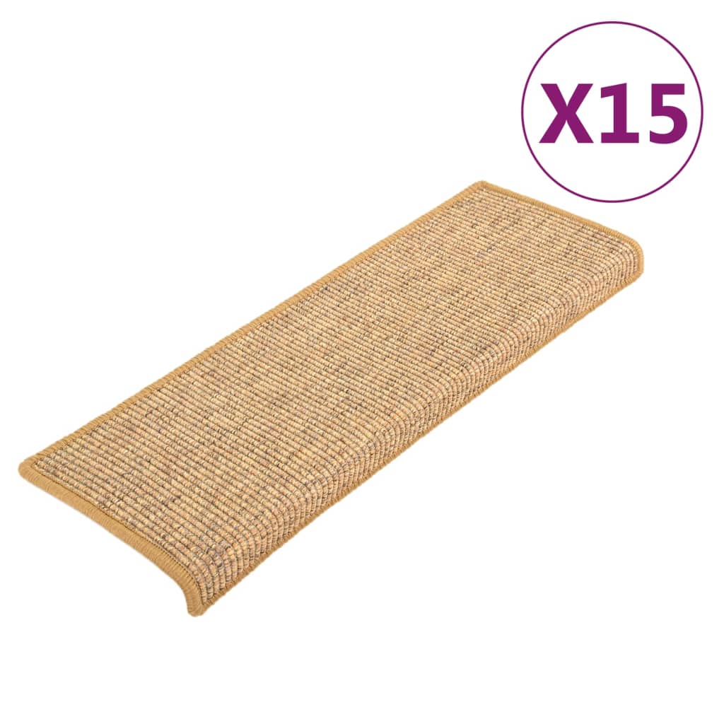 VidaXL Stufenmatten 15 Stk. 65x21x4 cm Sisal mit rechteckiger Kante