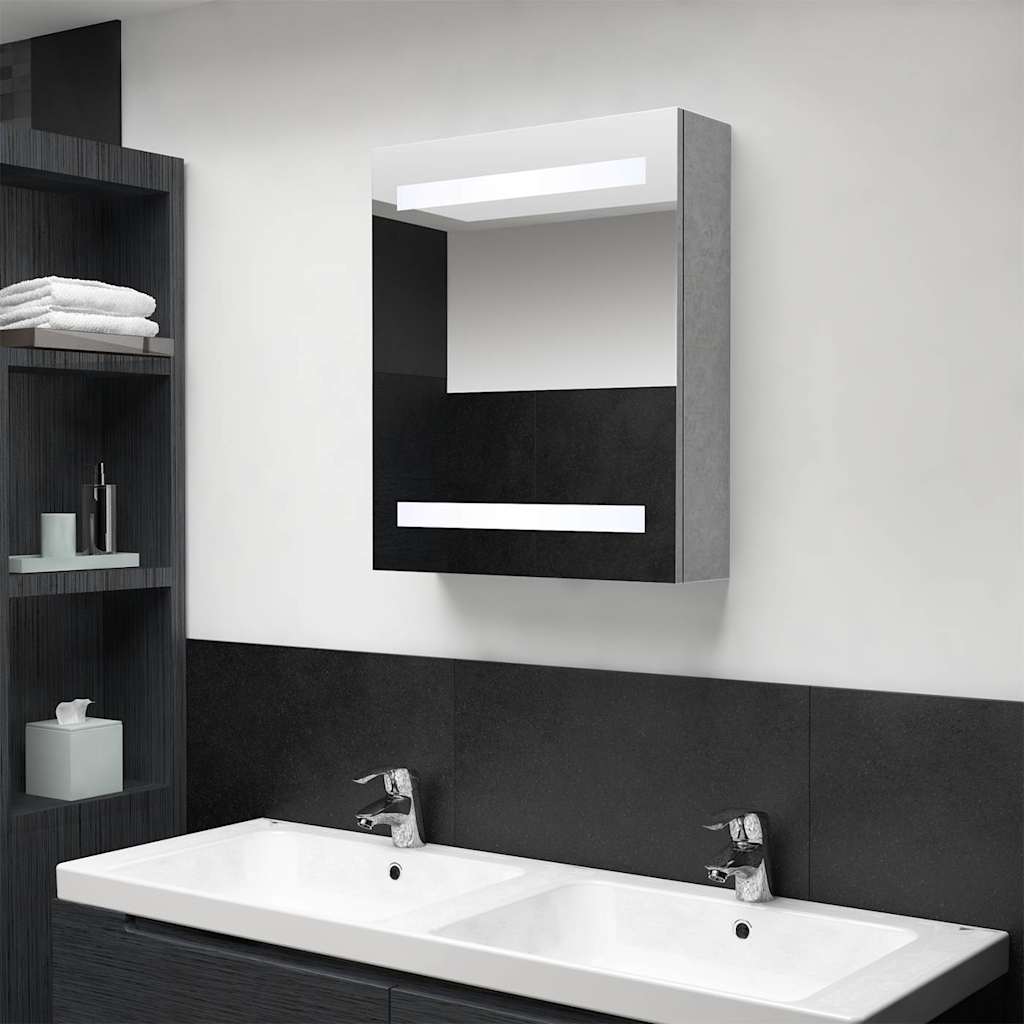 Vidaxl badkamerkast met spiegel en led 50x14x60 cm betongrijs