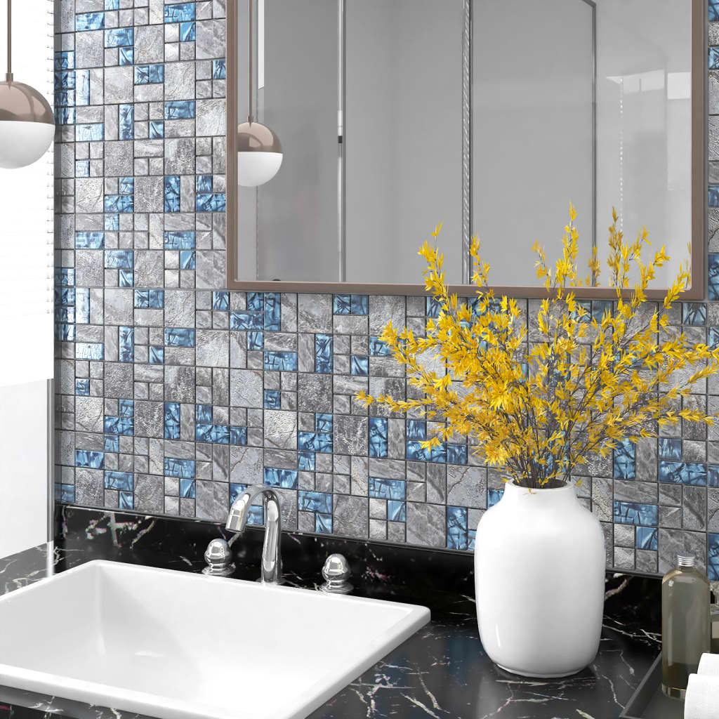 Vidaxl -Mosaikfliesen 11 PCs 30 x 30 cm Glasgrau und Blau