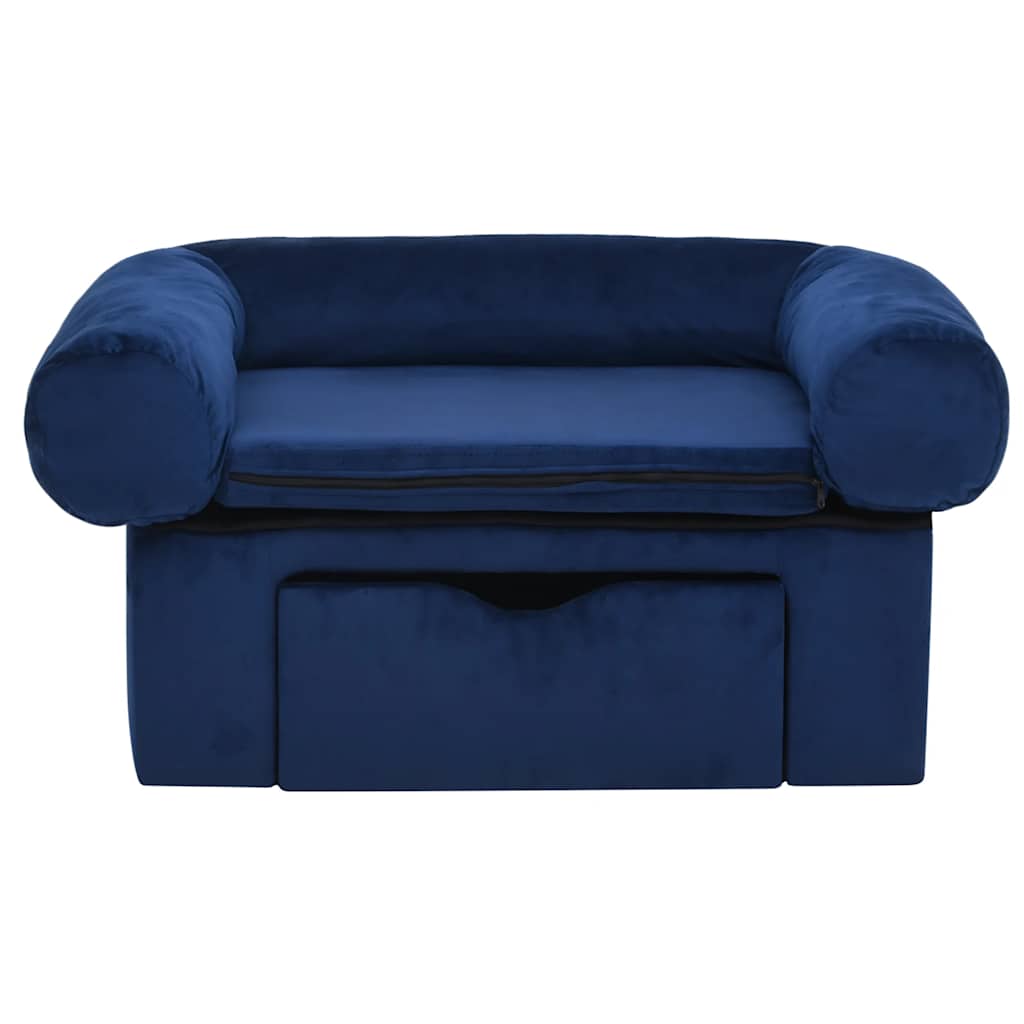 Vidaxxl Hundesofa mit Schublade 75x50x38 cm Plüsch blau