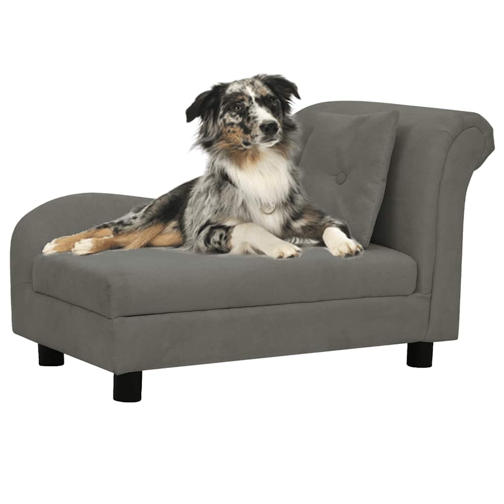 Vidaxxl Hundesofa mit Kissen 83x44x44 cm Plüsch dunkelgrau
