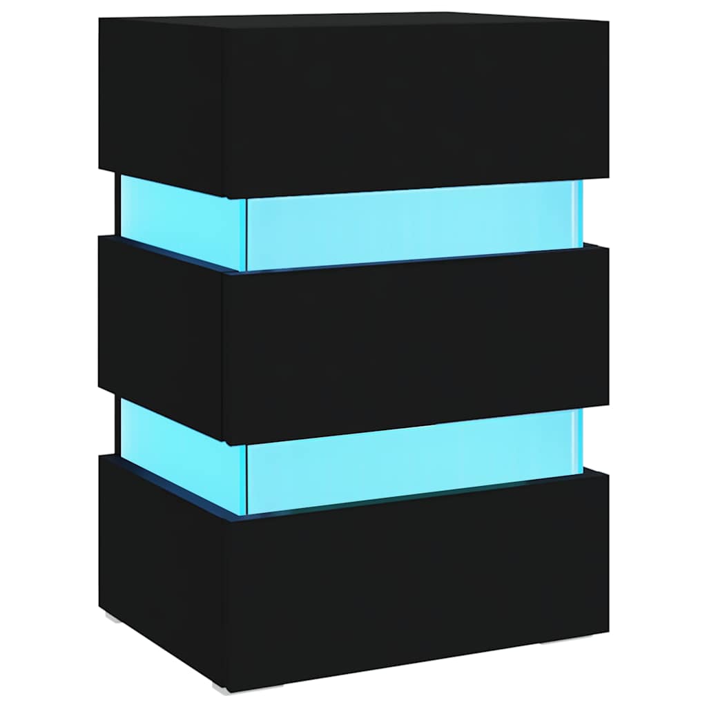 Vidaxl 326846 nachtkastje led 45x35x67 cm bewerkt hout zwart