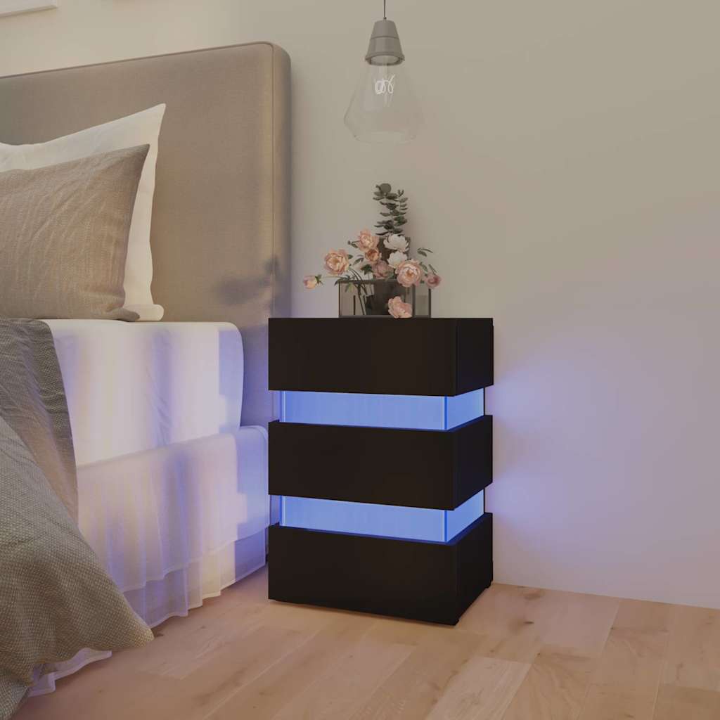 Vidaxl 326846 nachtkastje led 45x35x67 cm bewerkt hout zwart