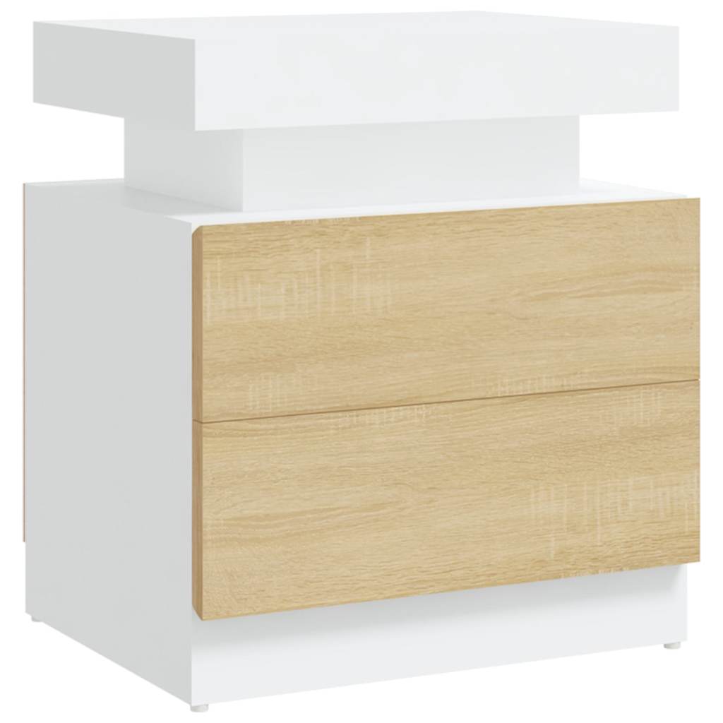 Vidaxl nachtkastje 45x35x52 cm bewerkt hout wit en sonoma eikenkleurig