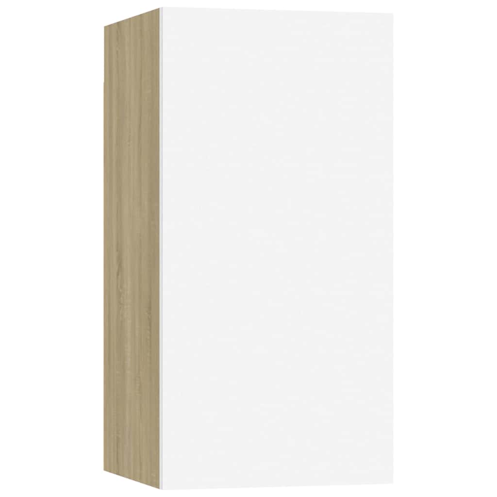 Vidaxl tv-meubel 30,5x30x60 cm bewerkt hout wit en sonoma eikenkleurig