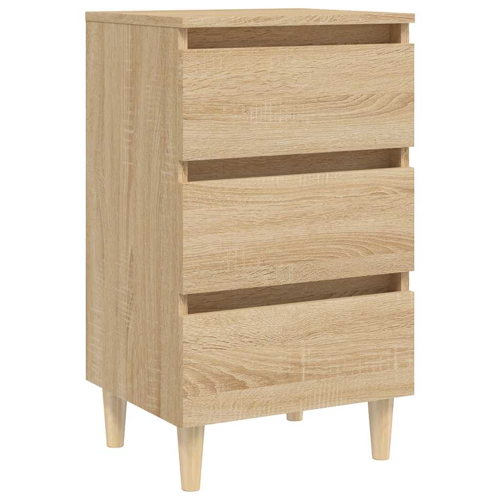 Vidaxl nachtkastje met houten poten 40x35x69 cm sonoma eikenkleurig