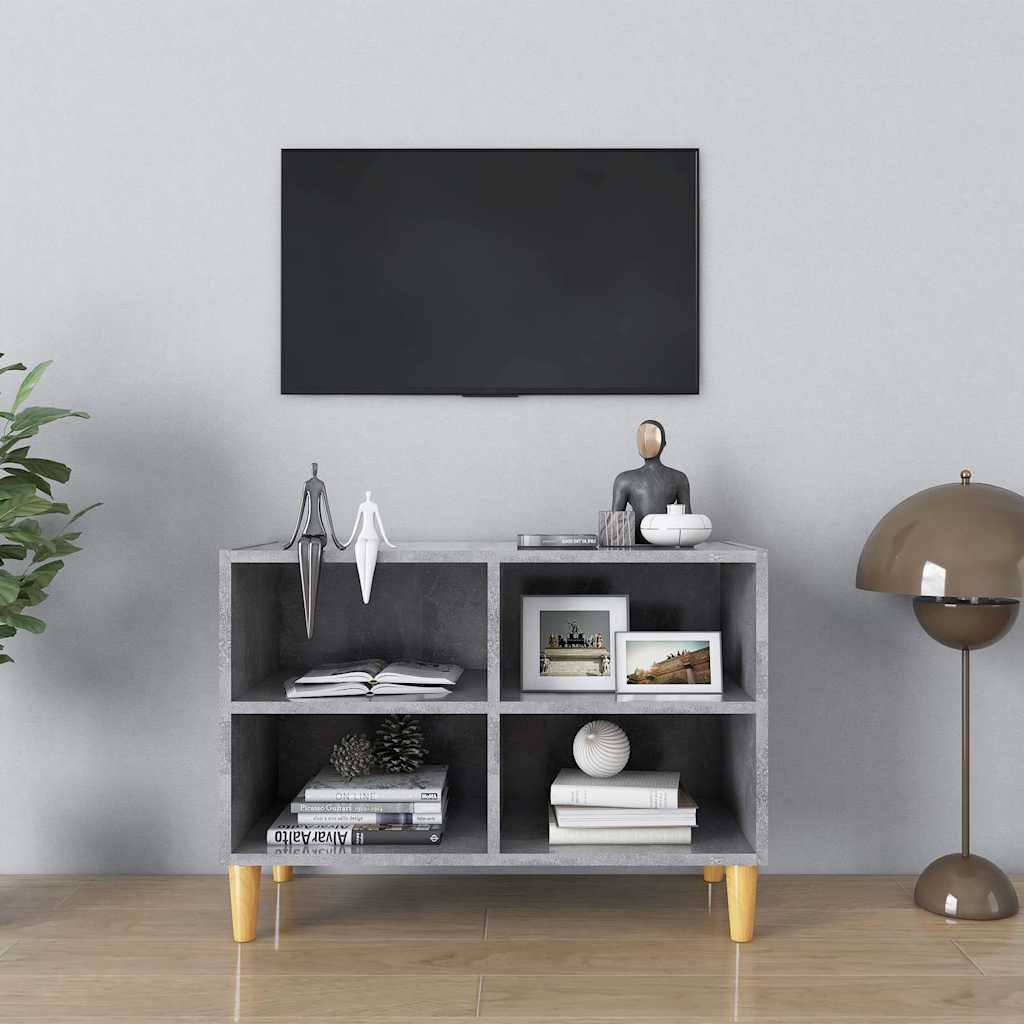 Vidaxl tv-meubel met massief houten poten 69,5x30x50 cm betongrijs