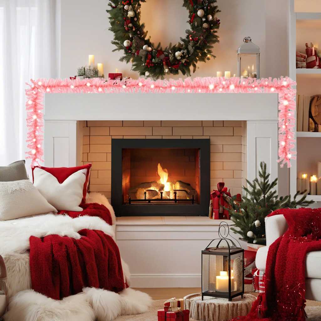 VidaXL Weihnachtsgirlande mit LED-Lichtern 20 m Rosa