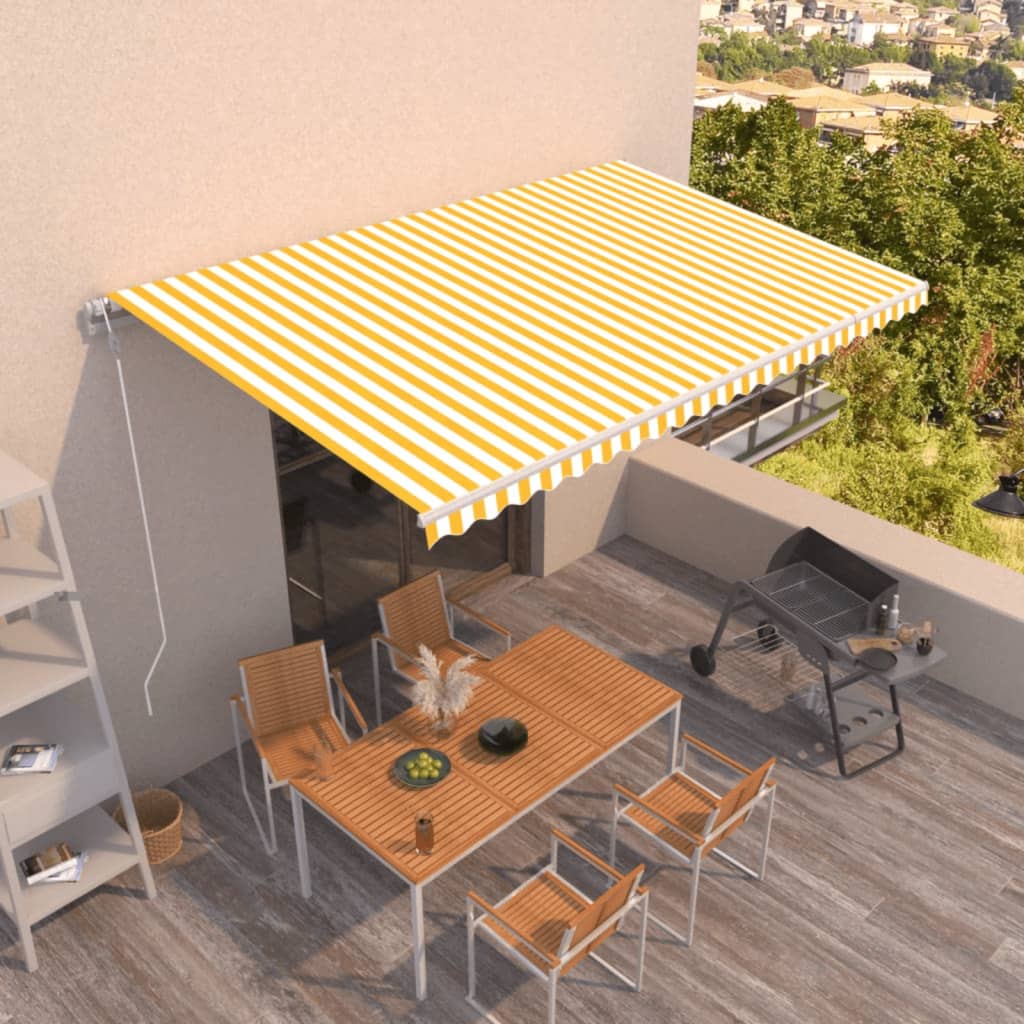 VIDAXL LUIFEL Automatisch ausziehbar 500 x 350 cm gelb und weiß