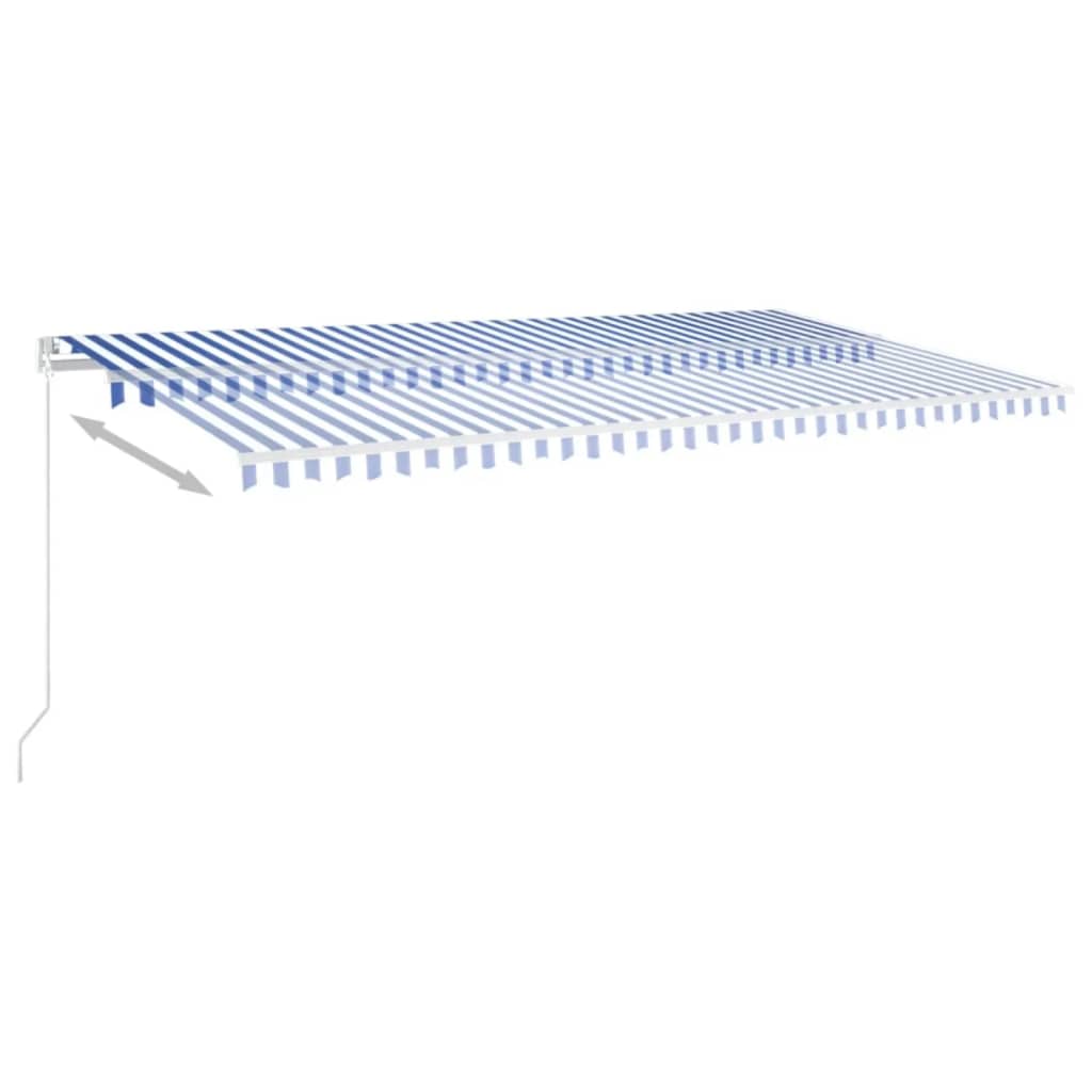 Vidaxl luifel manuell ausziehbar mit LED 600x350 cm blau und weiß