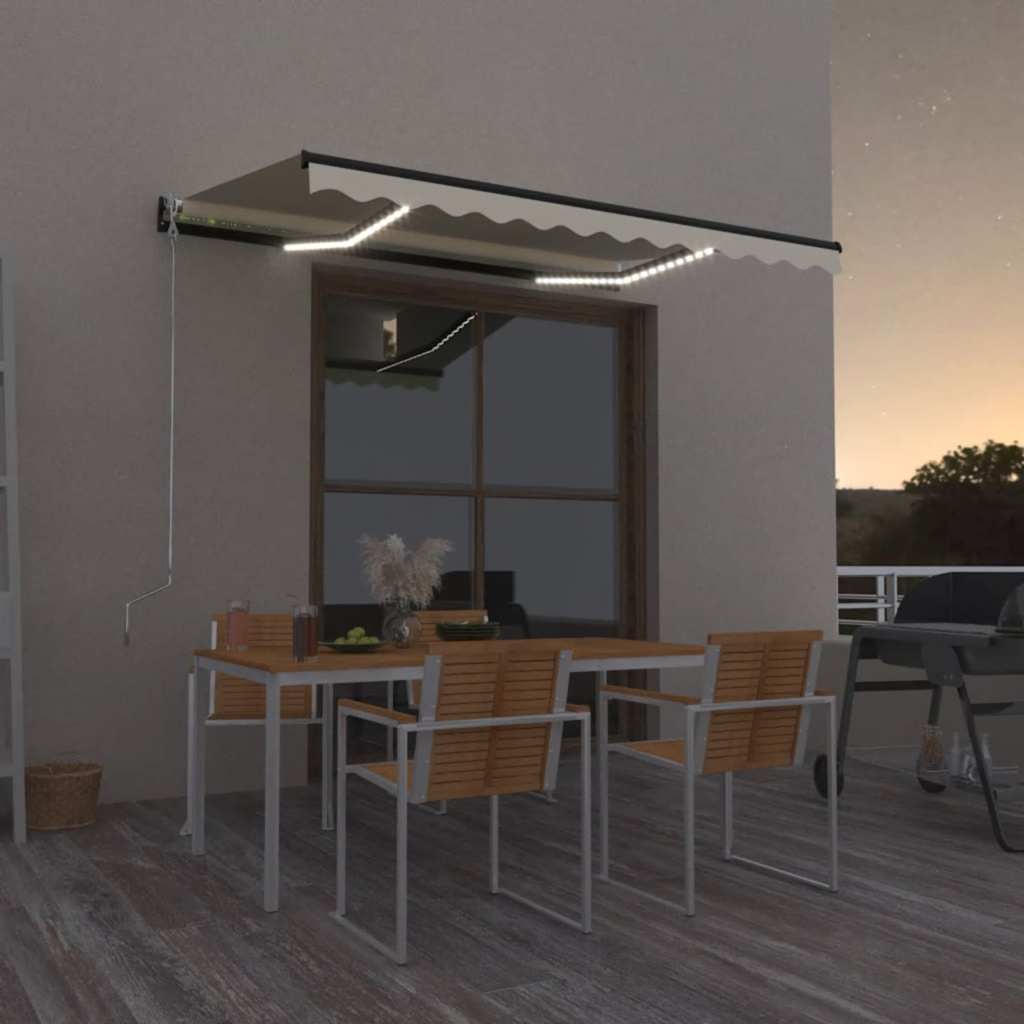 Vidaxl luifel manuell ausziehbar mit LED 350x250 cm gelb und weiß