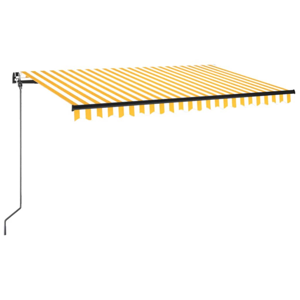 Vidaxl luifel manuell ausziehbar mit LED 400x350 cm gelb und weiß