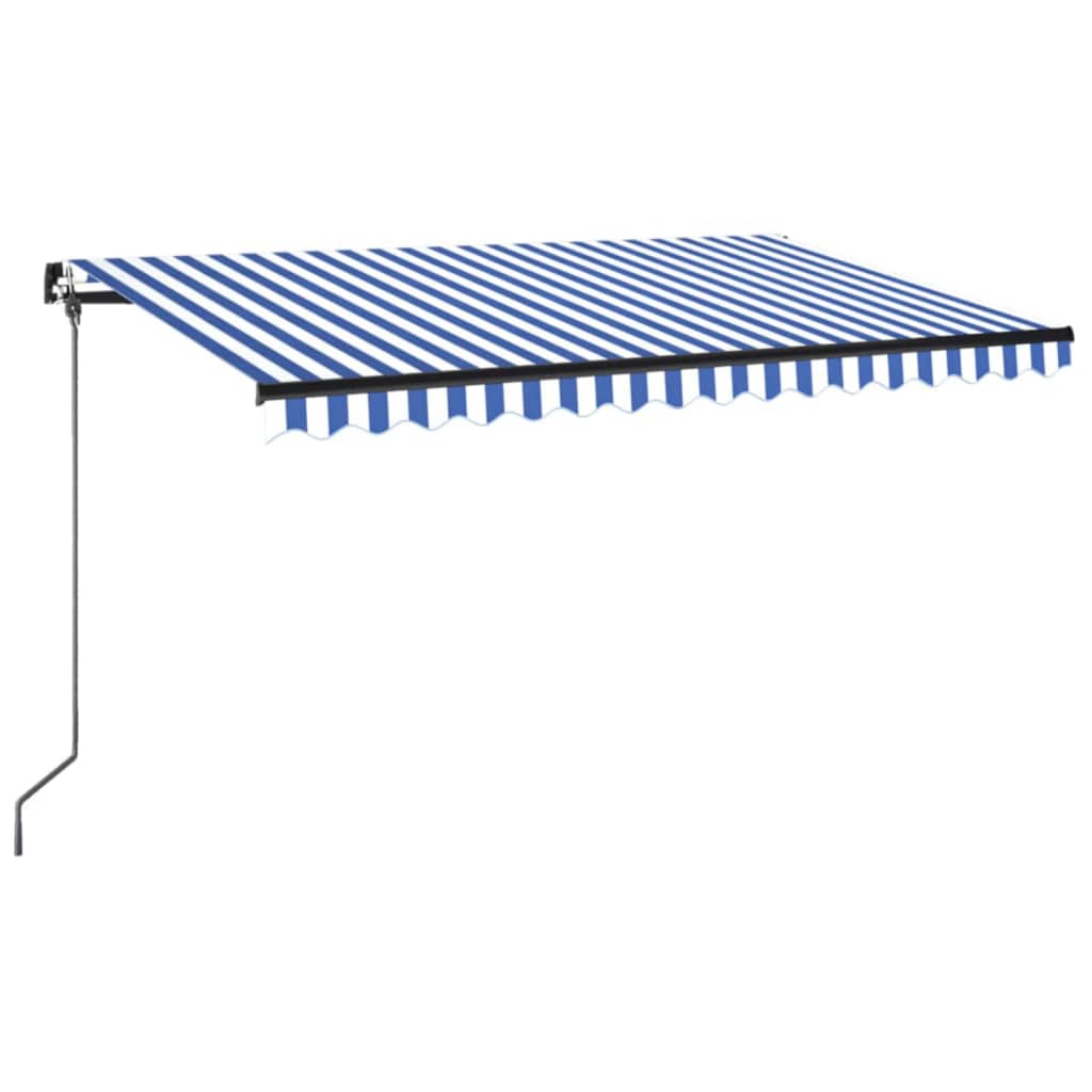 Vidaxl Luifel erstreckt sich manuell 450 x 350 cm blau und weiß