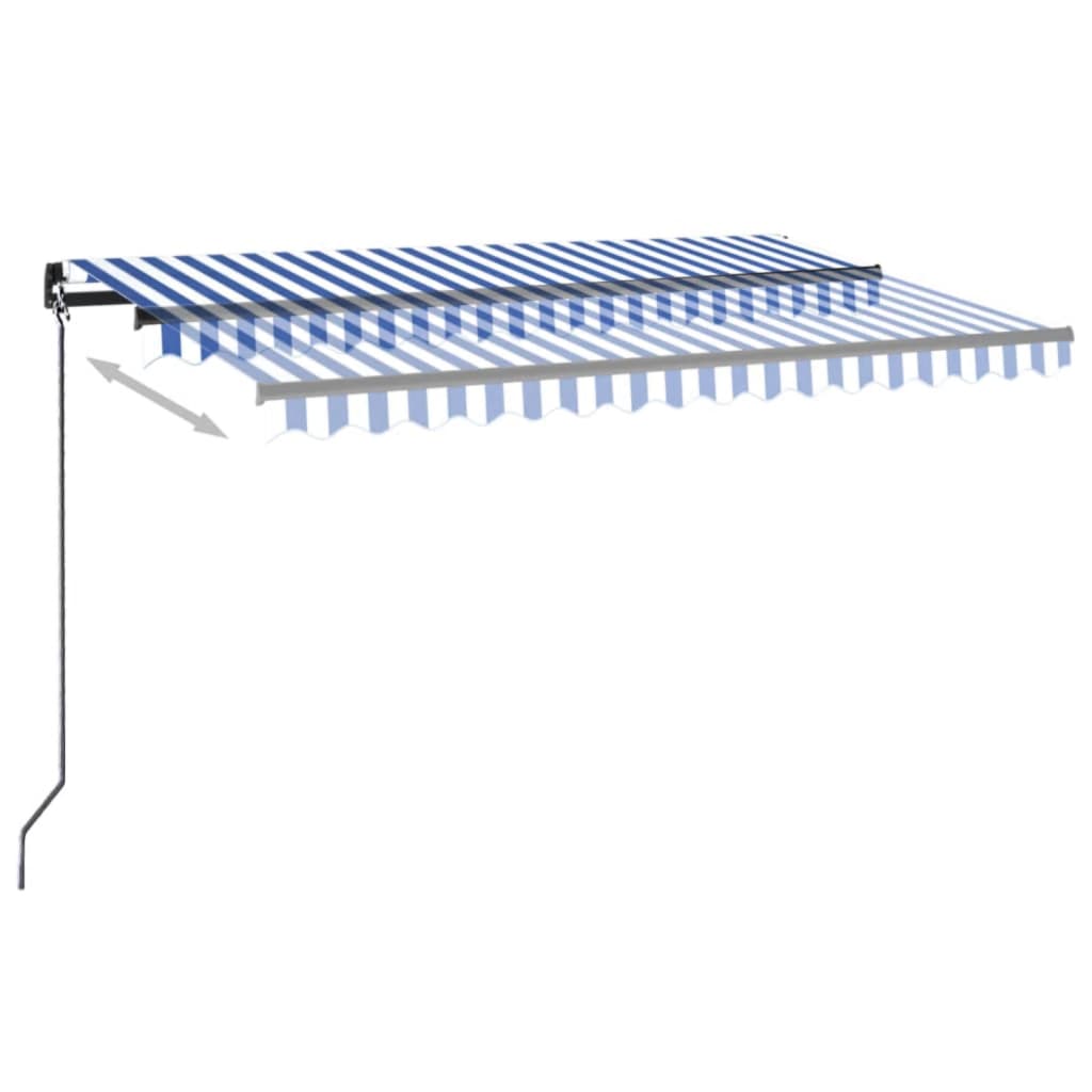 Vidaxl Luifel erstreckt sich manuell 450 x 350 cm blau und weiß