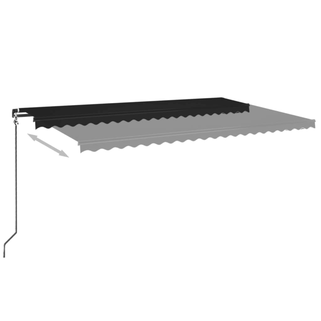 Vidaxl luifel manuell ausziehbar mit LED 500x350 cm Anthrazitfarbe