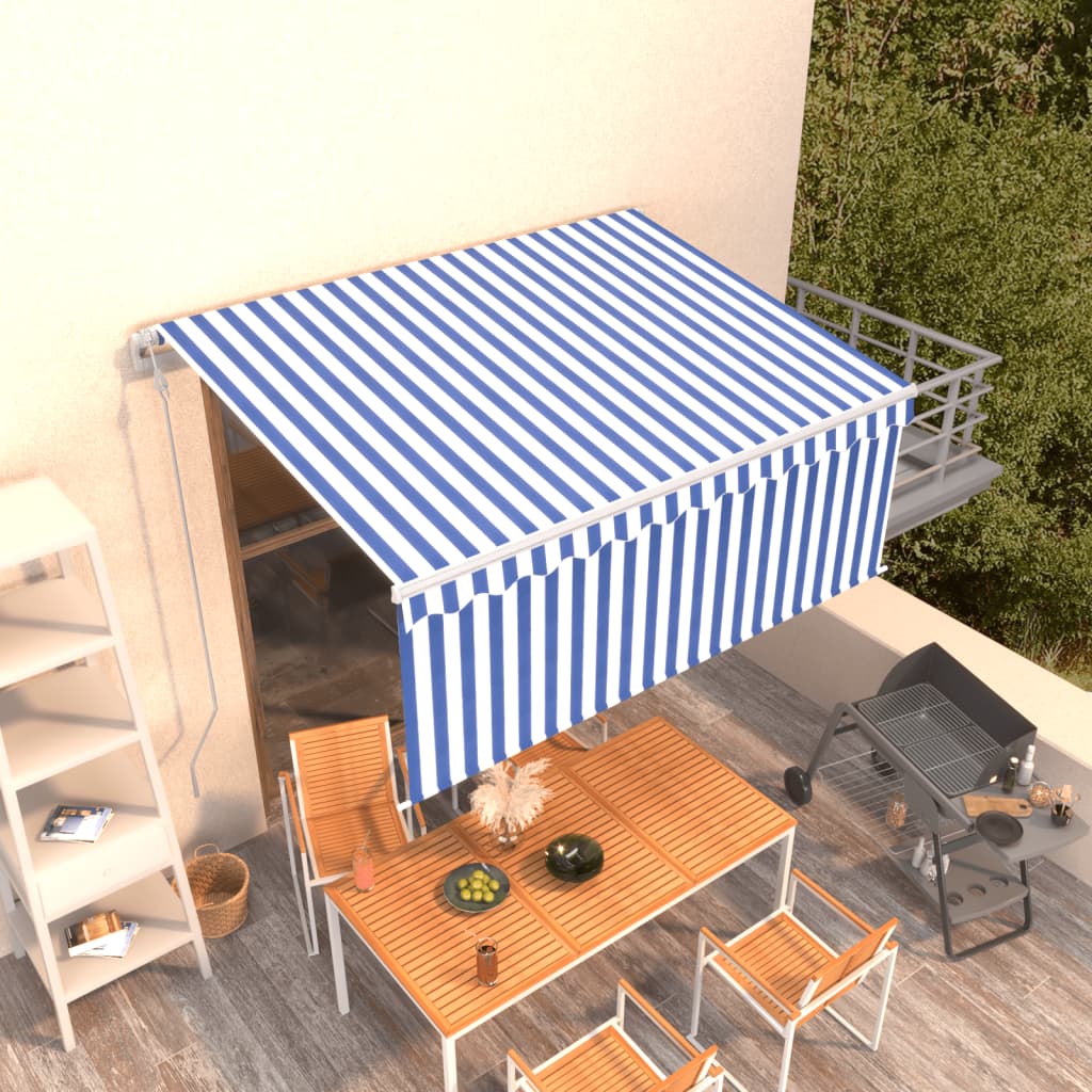 Vidaxl luifel exponierbar mit Roller Blind 3x2,5 m blau weiß