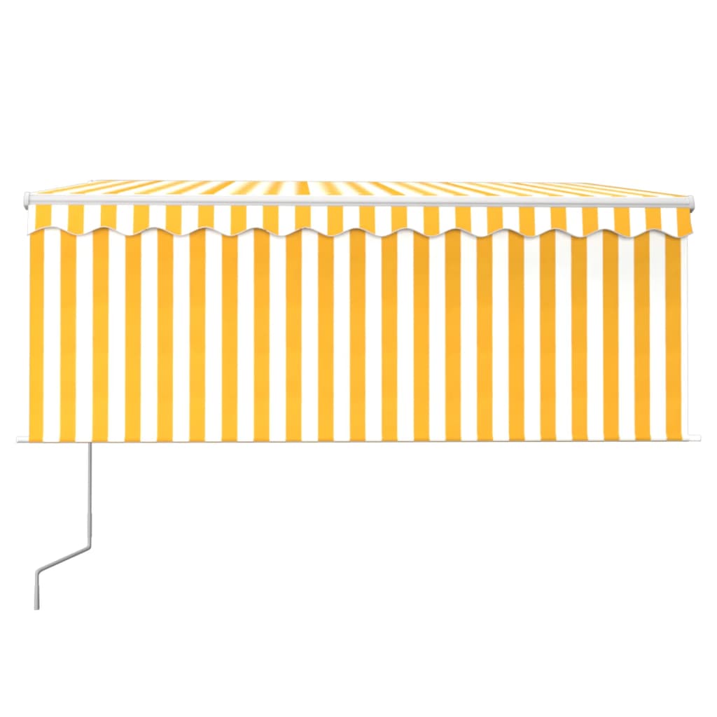 Vidaxl Luifel mit Rollenblind-, LED- und Windsensor 3,5x2,5 m gelb und weiß