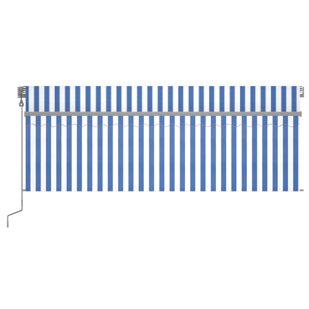 Vidaxl Luifel Automatische Walzenblind -LED -Windsensor 4x3 m blau und weiß