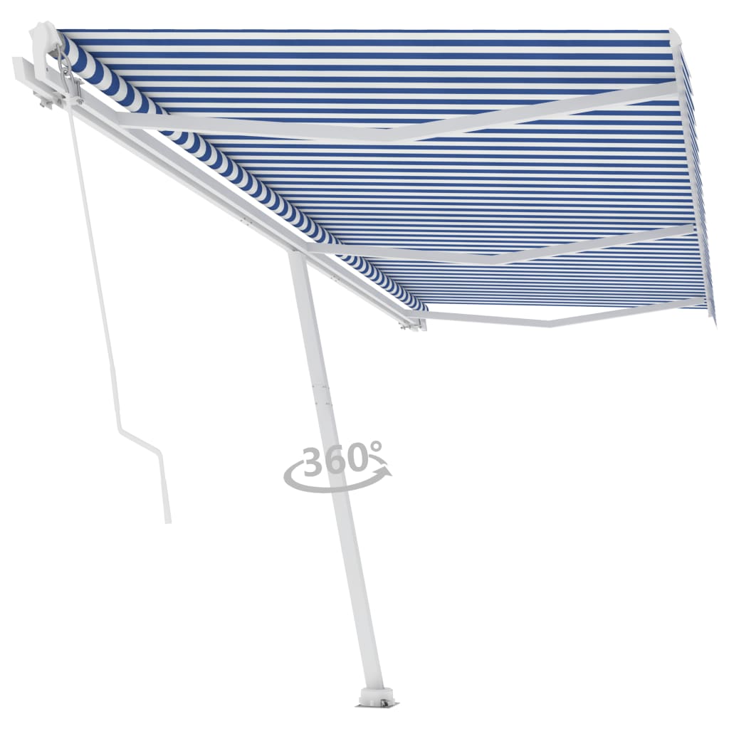 Vidaxl luifel distanziert sich manuell erstreckt sich 600 x 300 cm blau und weiß