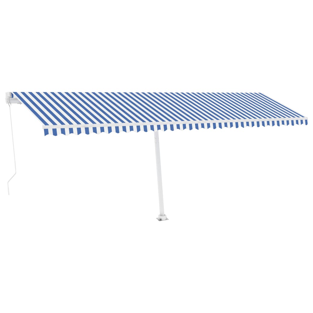 Vidaxl luifel manuell ausziehbar mit LED 600x300 cm blau und weiß