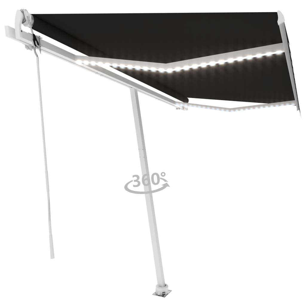 Vidaxl Luifel Automatik mit LED- und Windsensor 400x350 cm Anthrazit