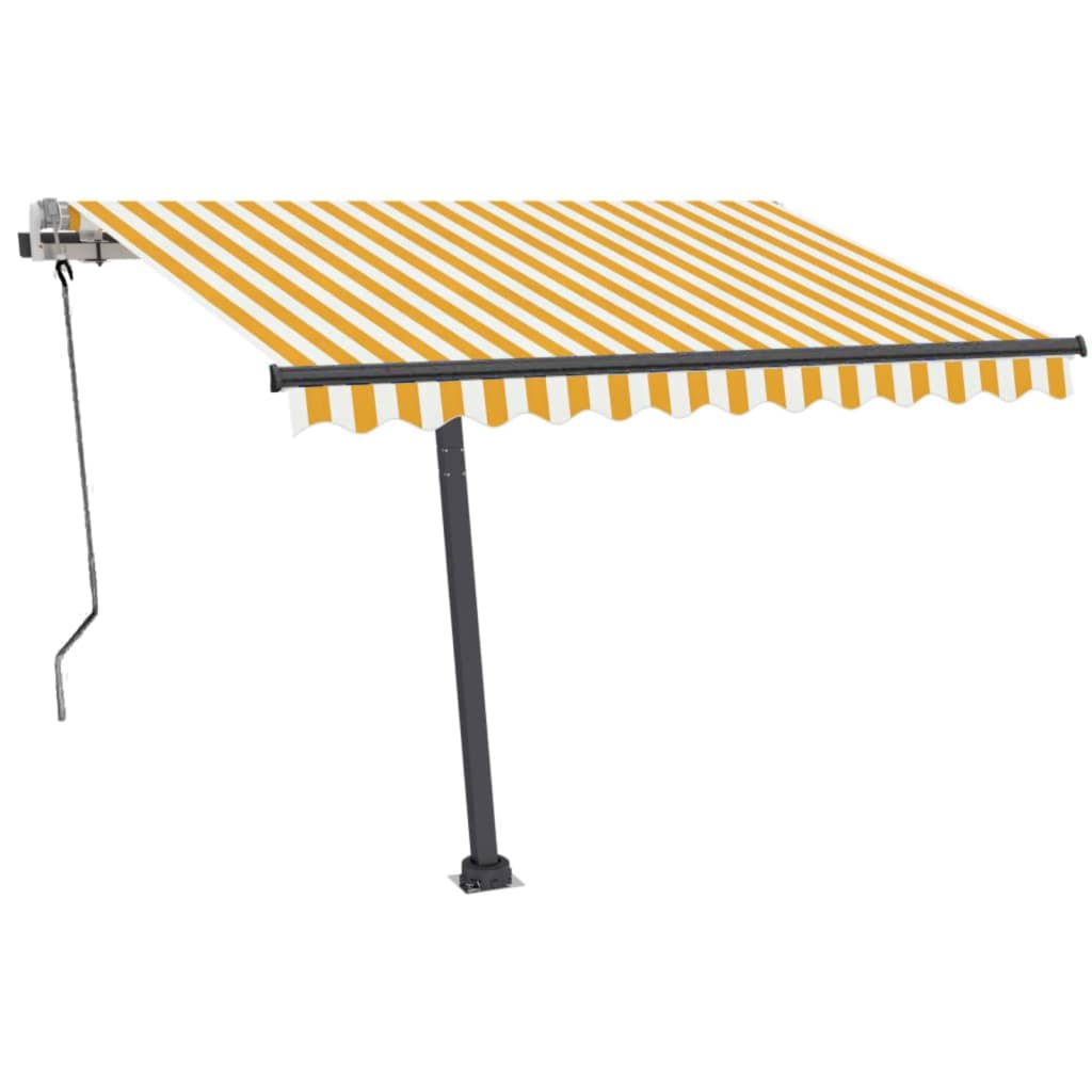 Vidaxl luifel manuell ausziehbar mit LED 350x250 cm gelb und weiß