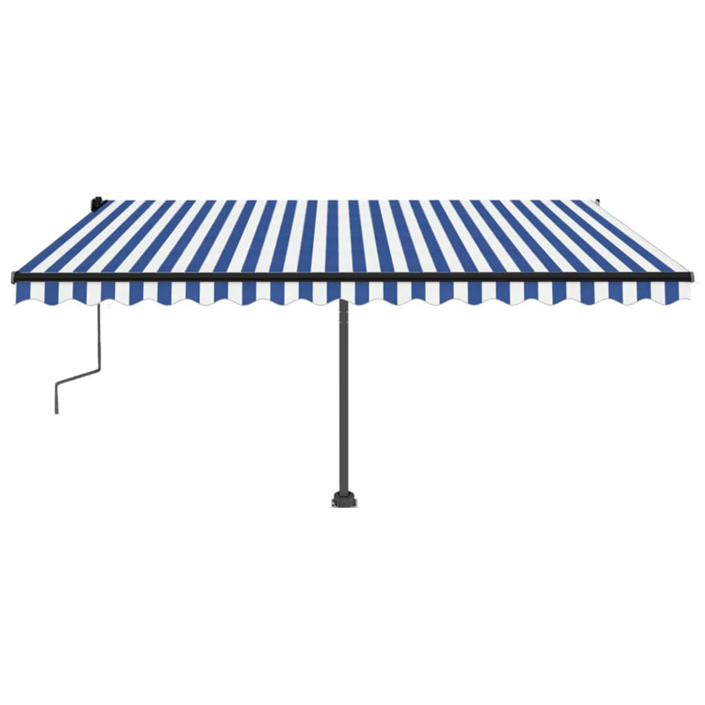 Vidaxl luifel manuell ausziehbar mit LED 450 x 300 cm blau und weiß