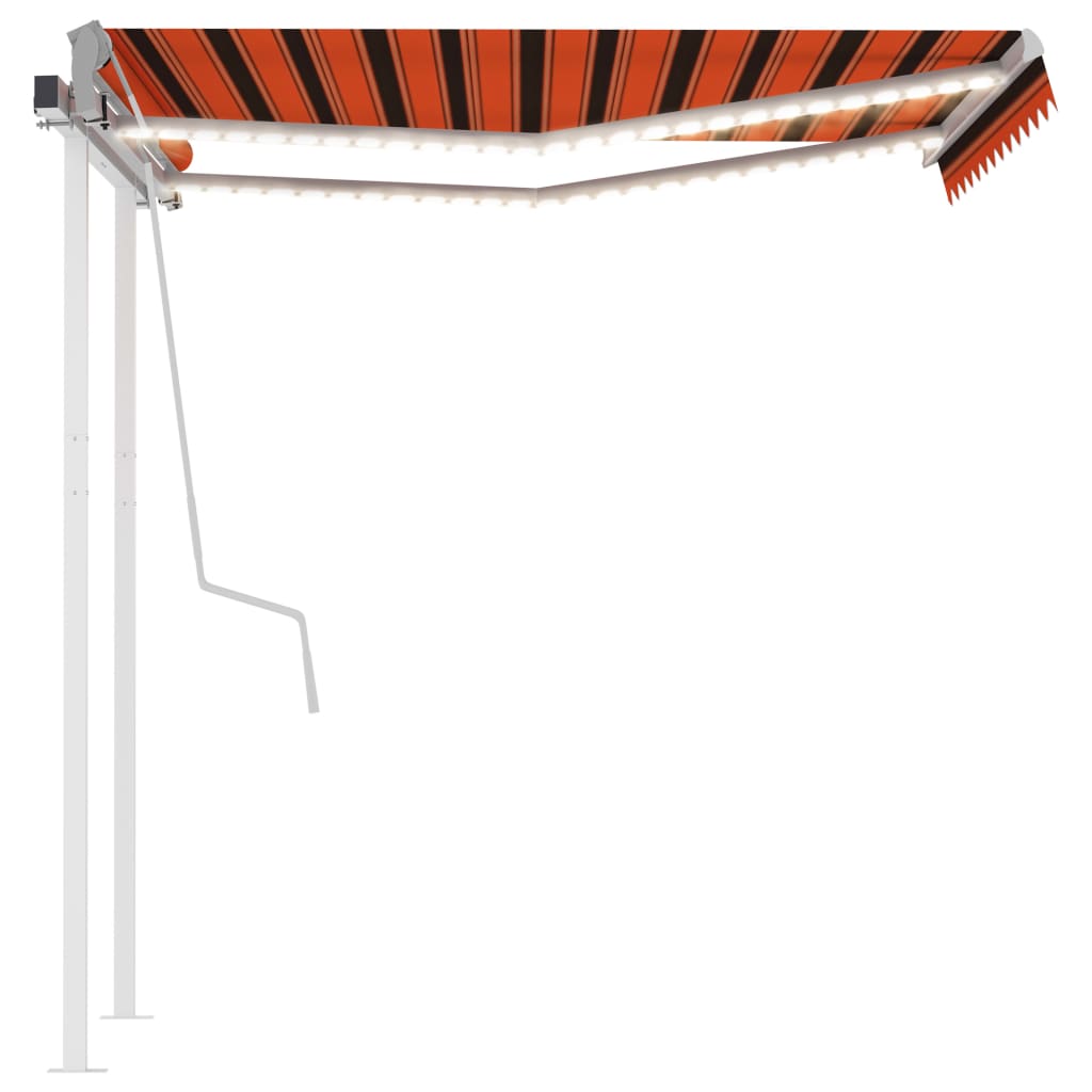 Vidaxl Luifel mit LED 3x2,5 M orange und braun manuell ausziehbar